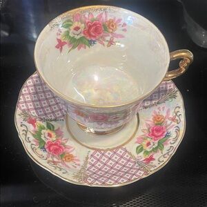 Vintage Royal Halsey Lipper and Mann Japan Teacup and Saucer Tag Intact